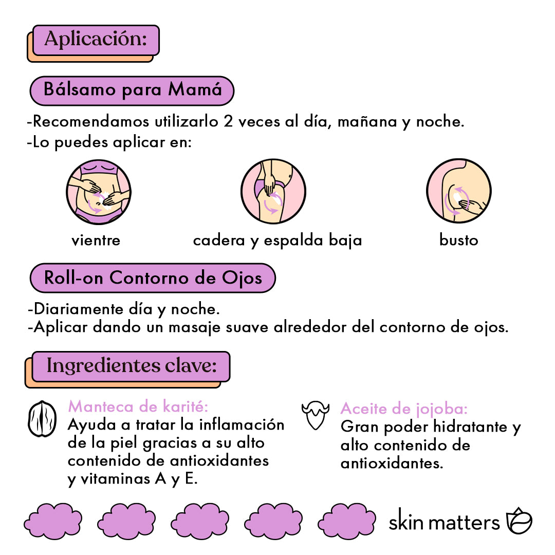 Kit de 4 bálsamos para mamá + Roll-On